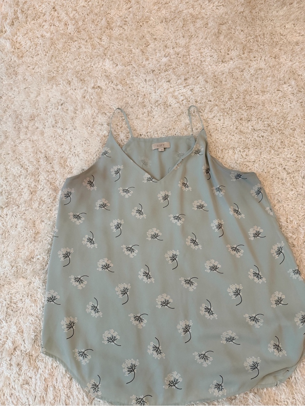 LOFT Sage Green Floral Spaghetti-Strap Cami